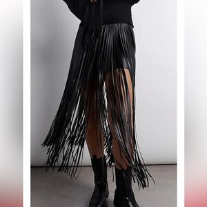 Sfera Fringe Black Skirt Size small